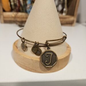 Alex and Ani Gold Initial T Charm Bracelet Women's Jewelry